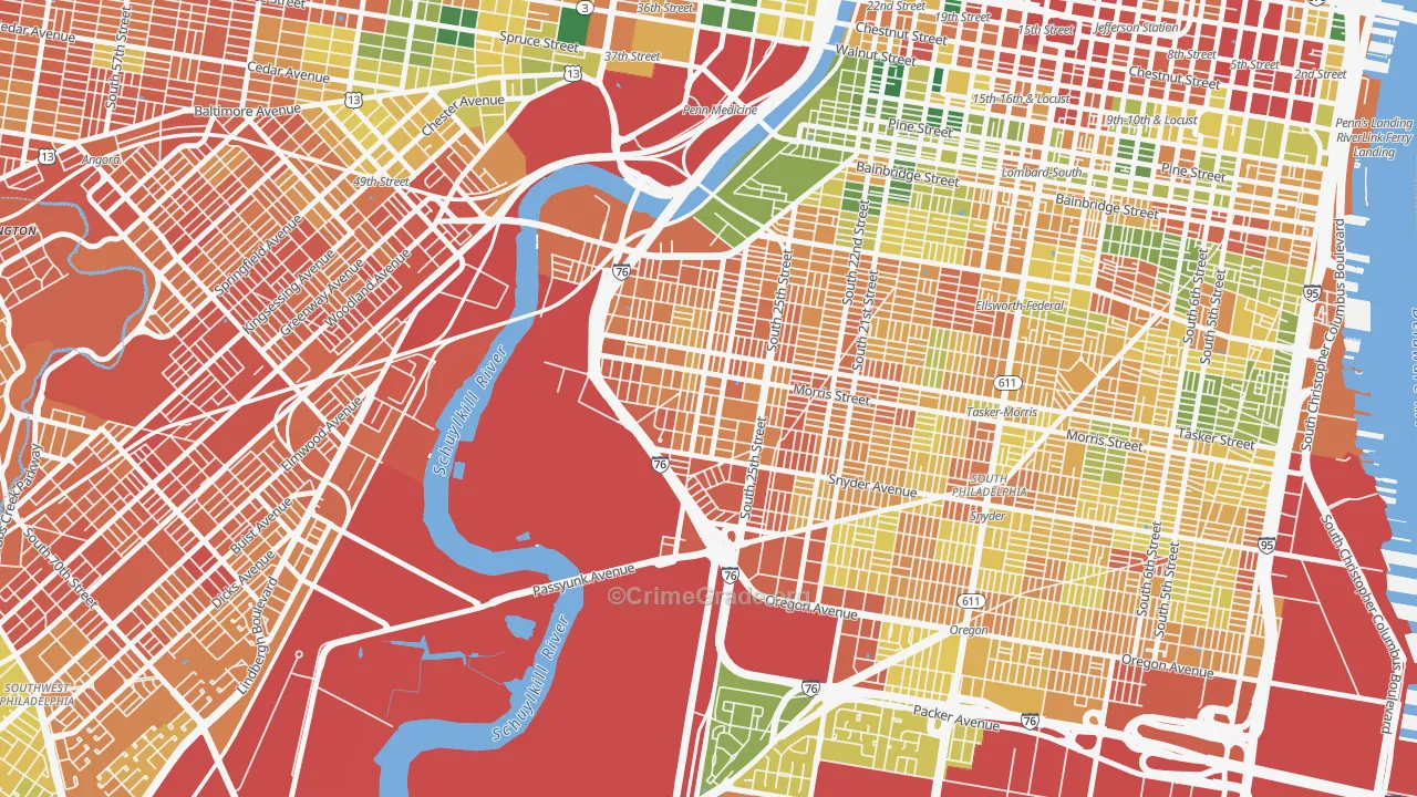 Grays Ferry, Philadelphia, PA Map of Assault Rates