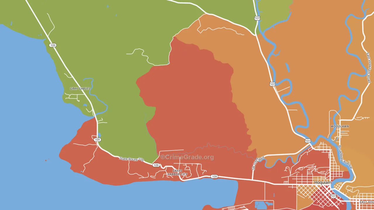 Grays Harbor City, WA Map of Assault Rates