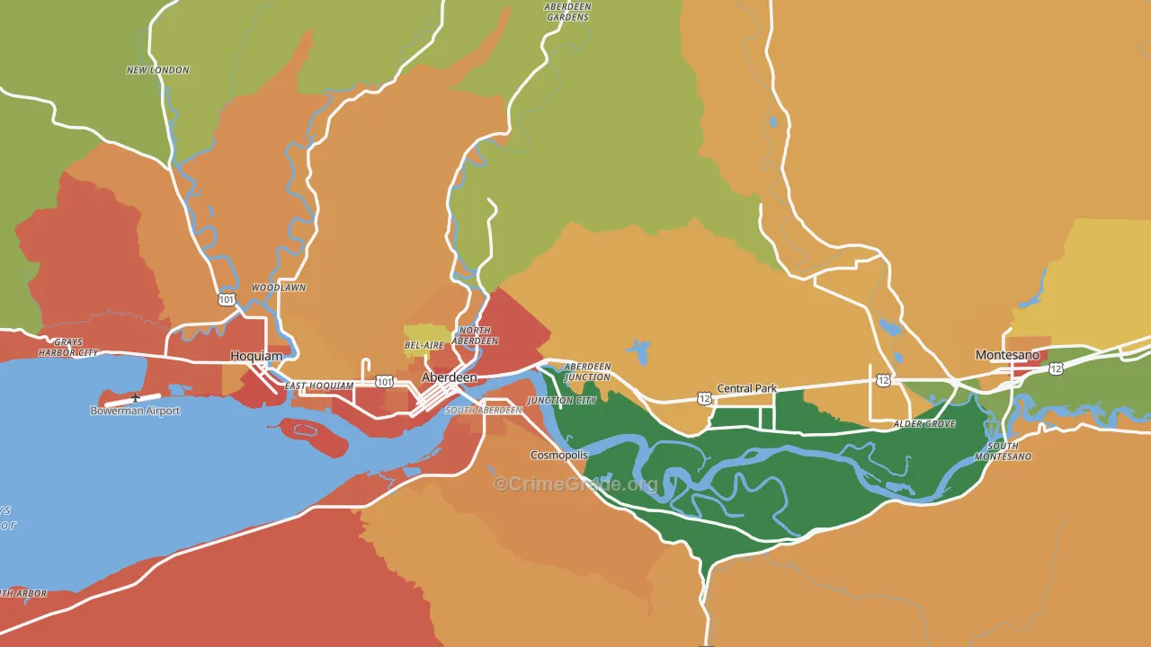 Grays Harbor County, WA Map of Assault Rates