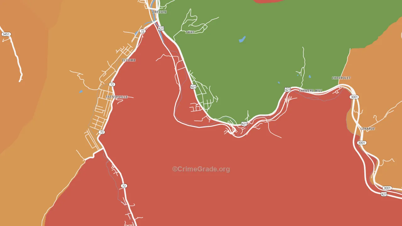 Grays Knob, KY Map of Assault Rates