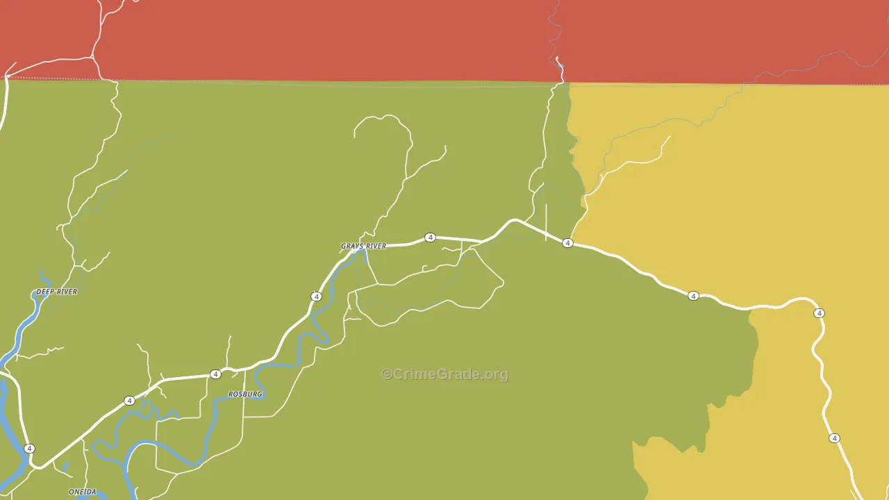 Grays River, WA Map of Assault Rates