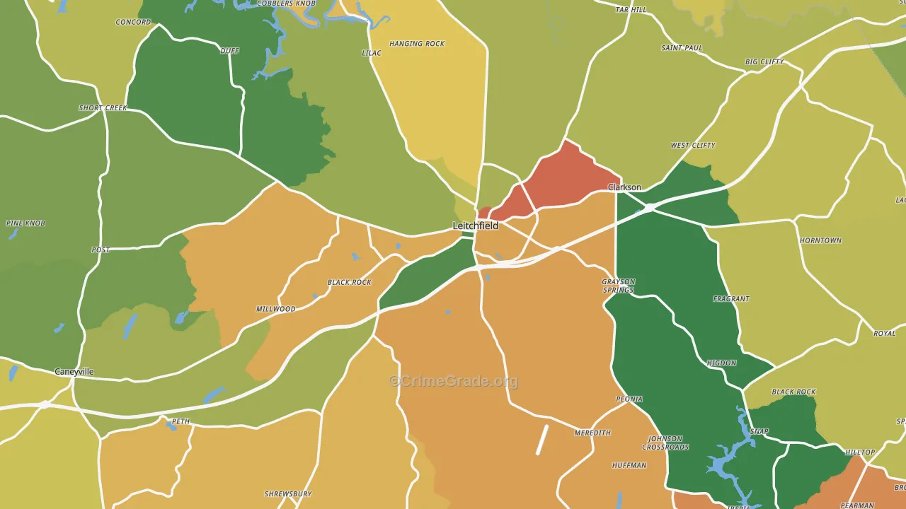 Grayson County, KY Map of Assault Rates