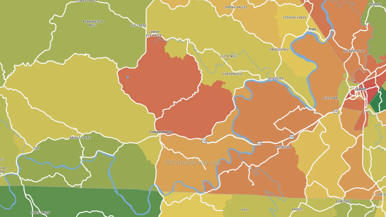 Grayson County, VA Map of Assault Rates