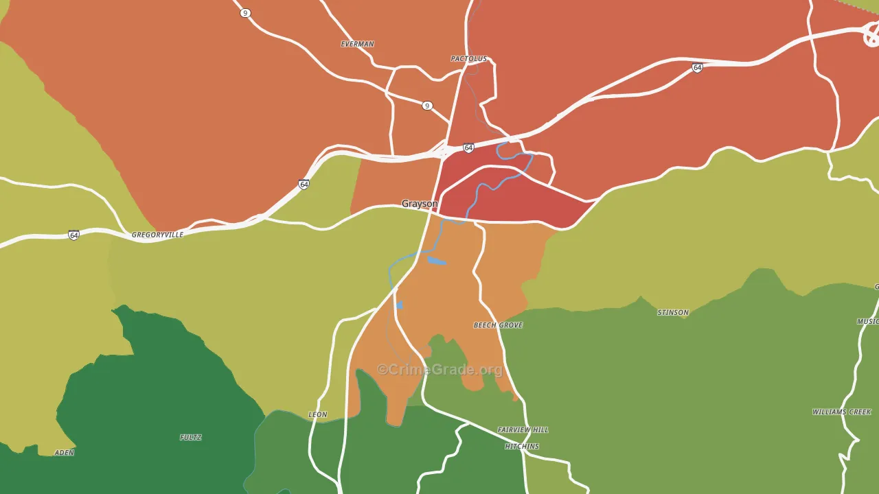 Grayson, KY Map of Assault Rates