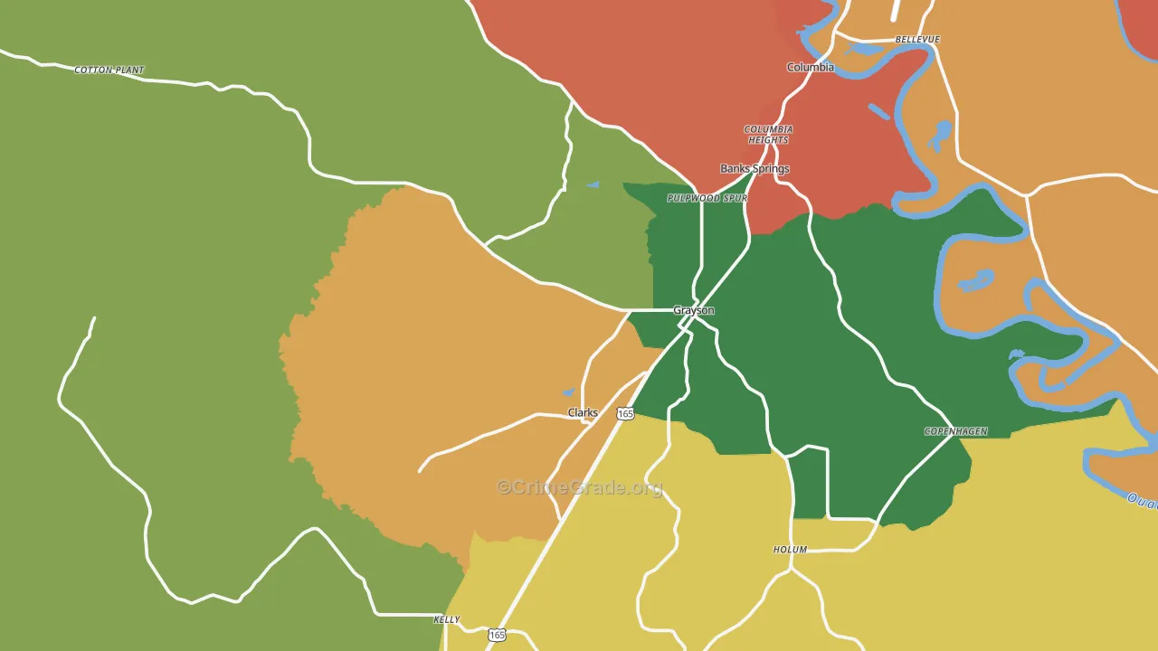 Grayson, LA Map of Assault Rates