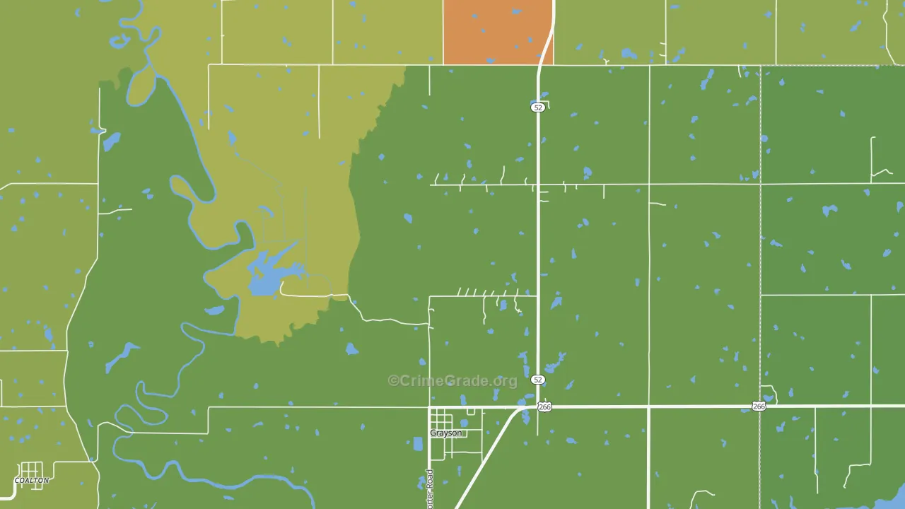 Grayson, OK Map of Assault Rates