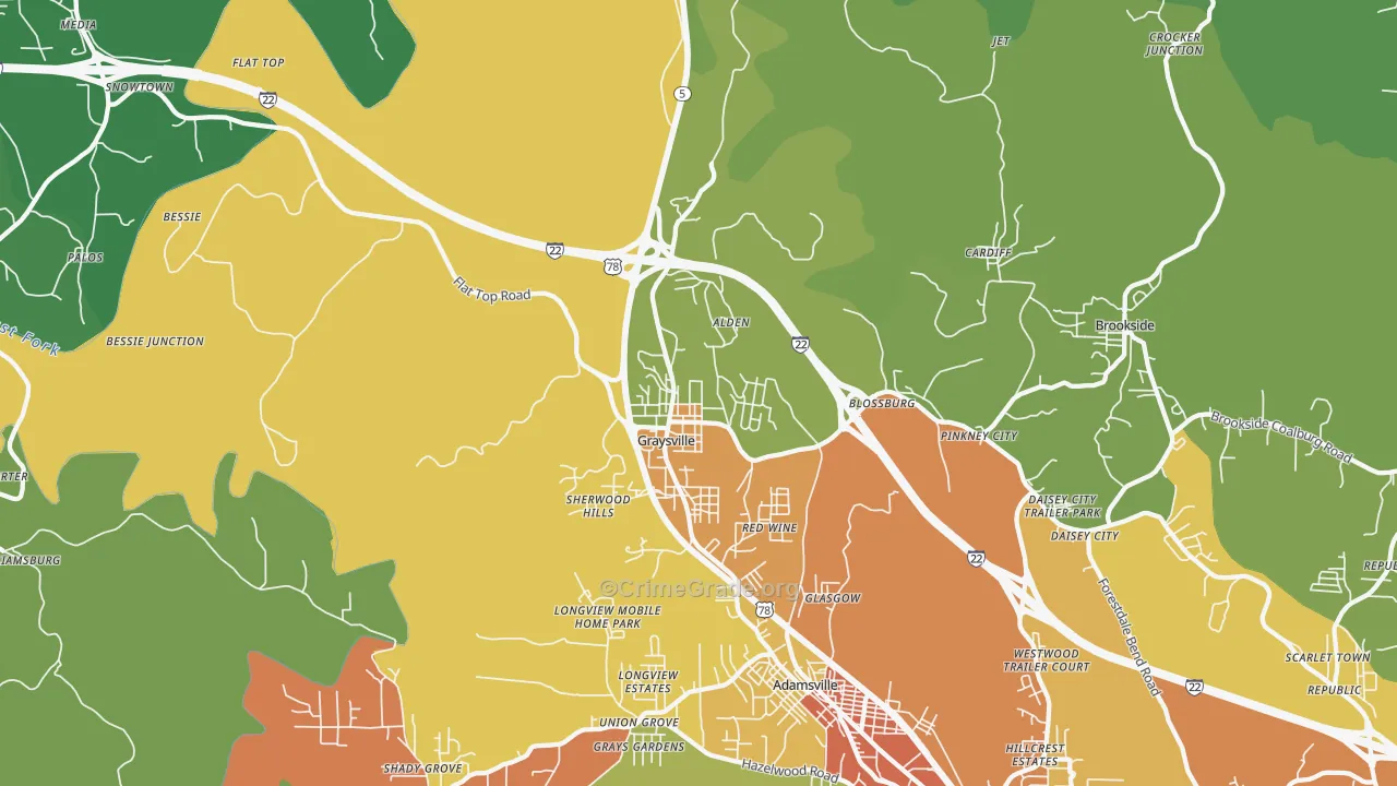 Graysville, AL Map of Assault Rates