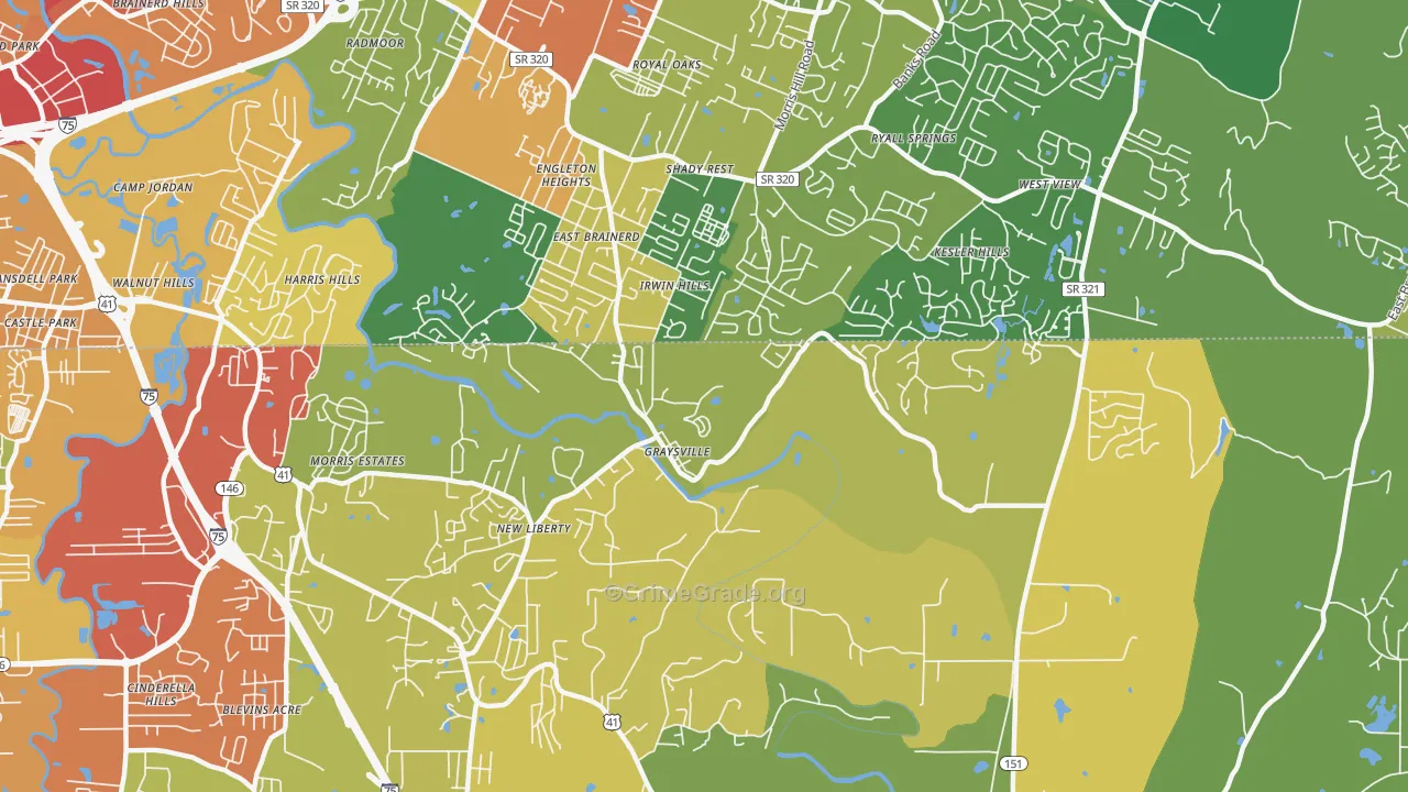 Graysville, GA Map of Assault Rates