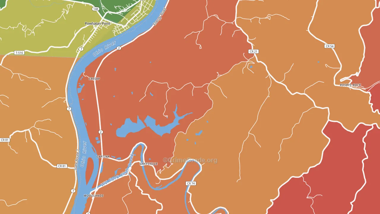 Graysville, WV Map of Assault Rates