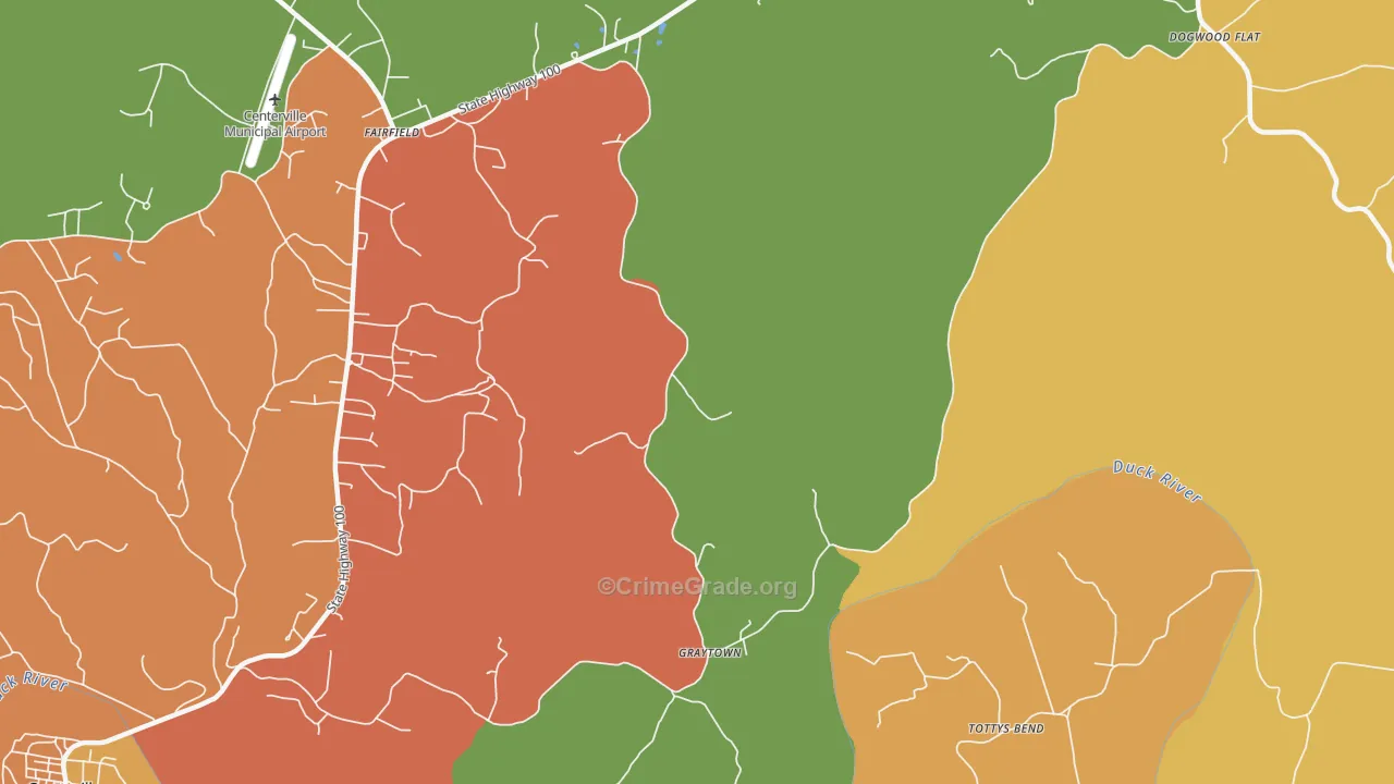 Graytown, TN Map of Assault Rates