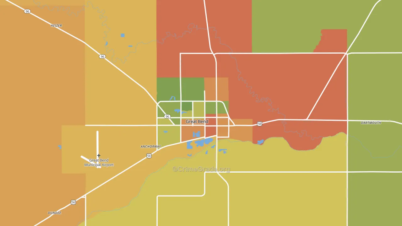 Great Bend, KS Map of Assault Rates