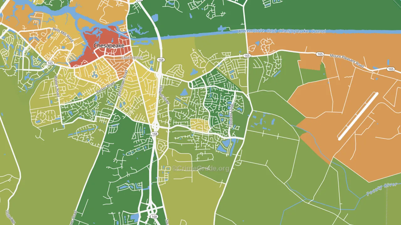 Great Bridge East, Chesapeake, VA Map of Assault Rates