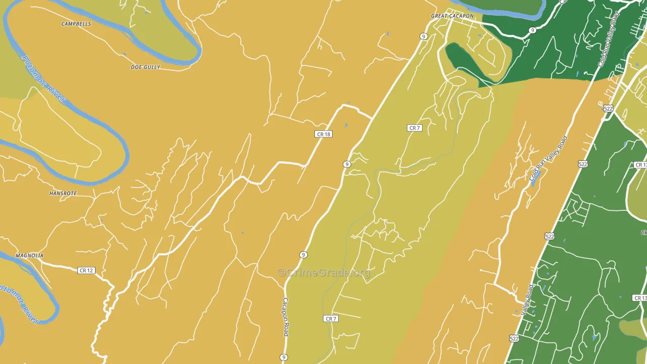 Great Cacapon, WV Map of Assault Rates
