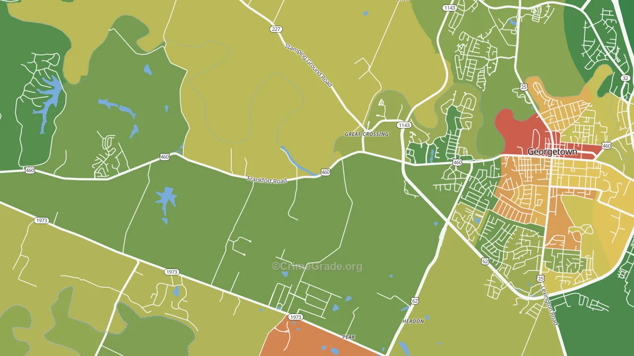 Great Crossing, KY Map of Assault Rates