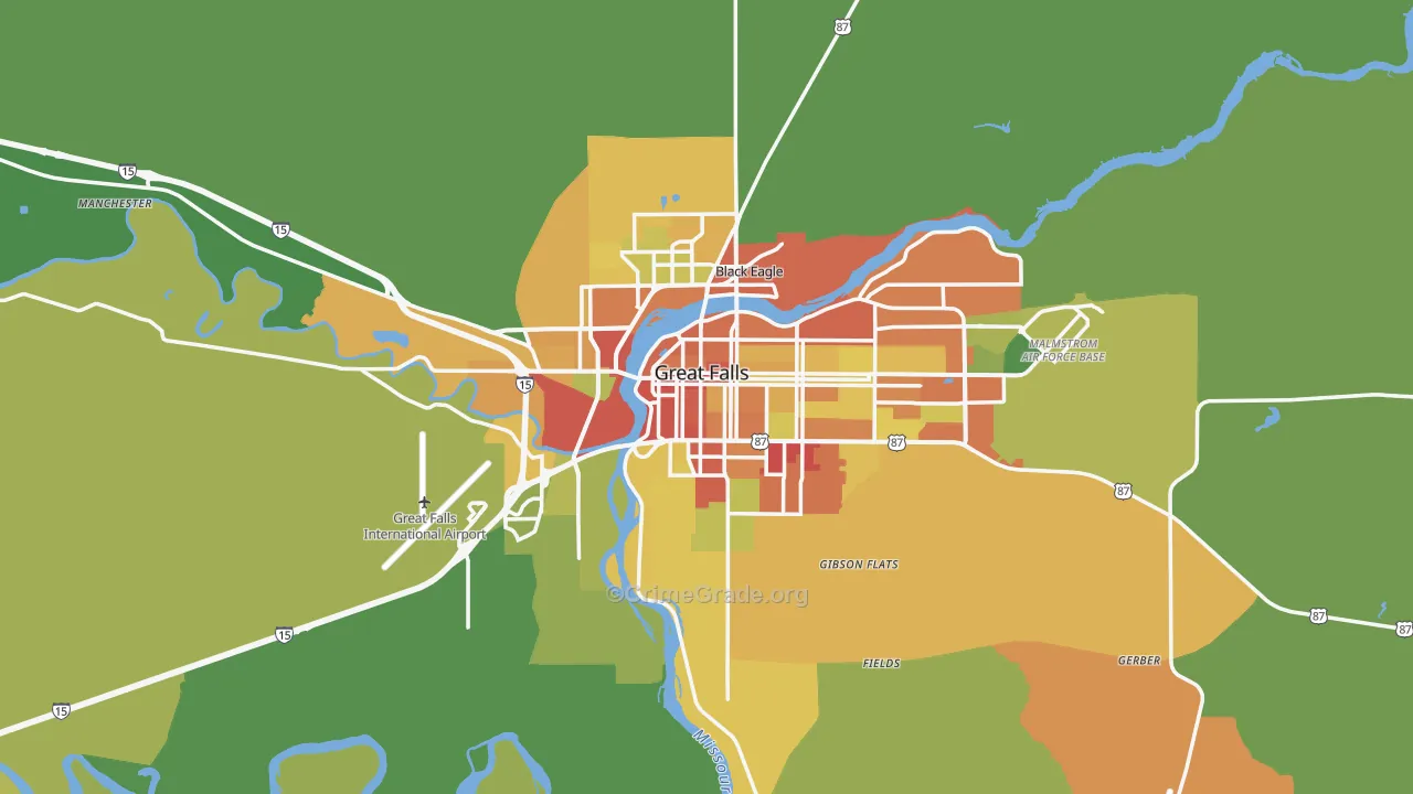 Great Falls, MT Map of Assault Rates