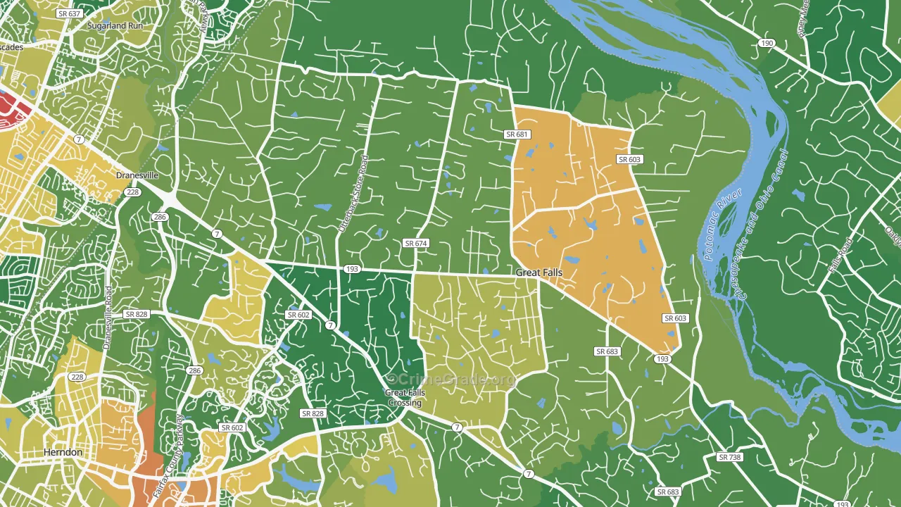 Great Falls, VA Map of Assault Rates