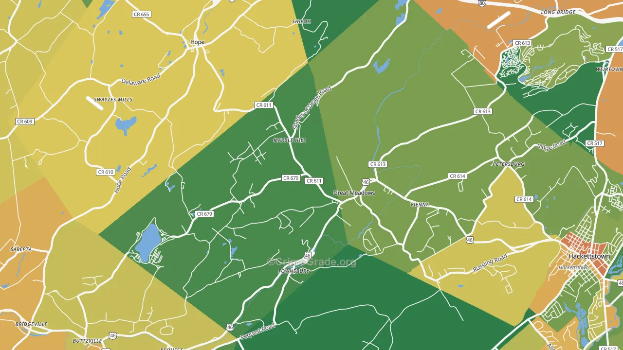 Great Meadows, NJ Map of Assault Rates