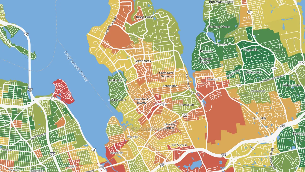 Great Neck, NY Map of Assault Rates