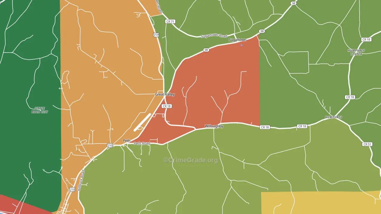 Great Valley, NY Map of Assault Rates