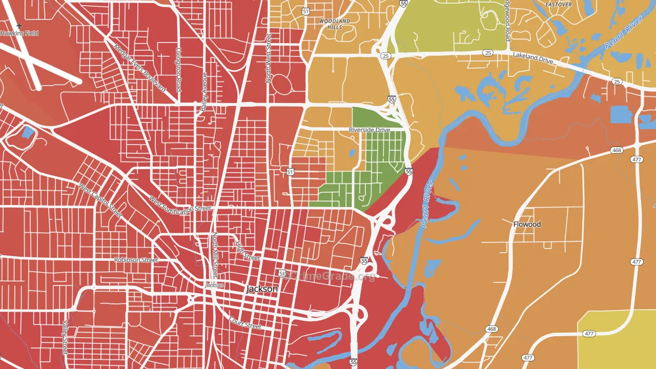 Greater Belhaven, Jackson, MS Map of Assault Rates