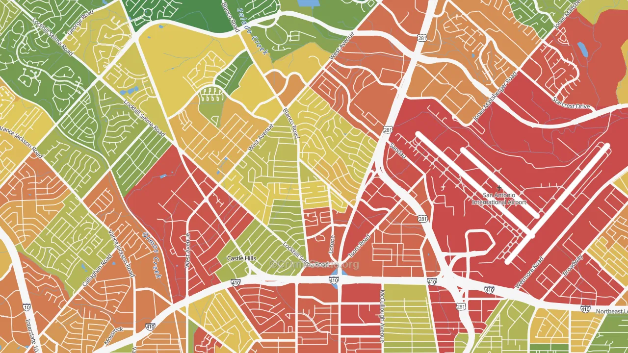 Greater Harmony Hills, San Antonio, TX Map of Assault Rates