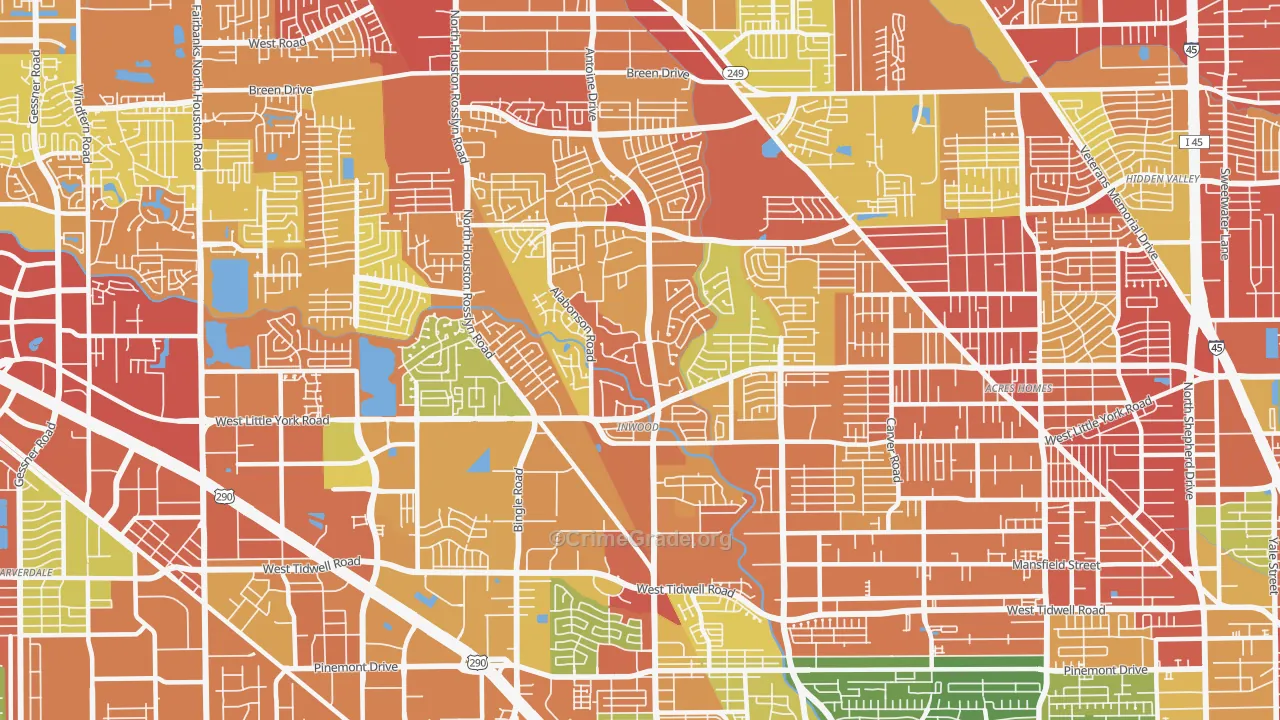Greater Inwood, Houston, TX Map of Assault Rates