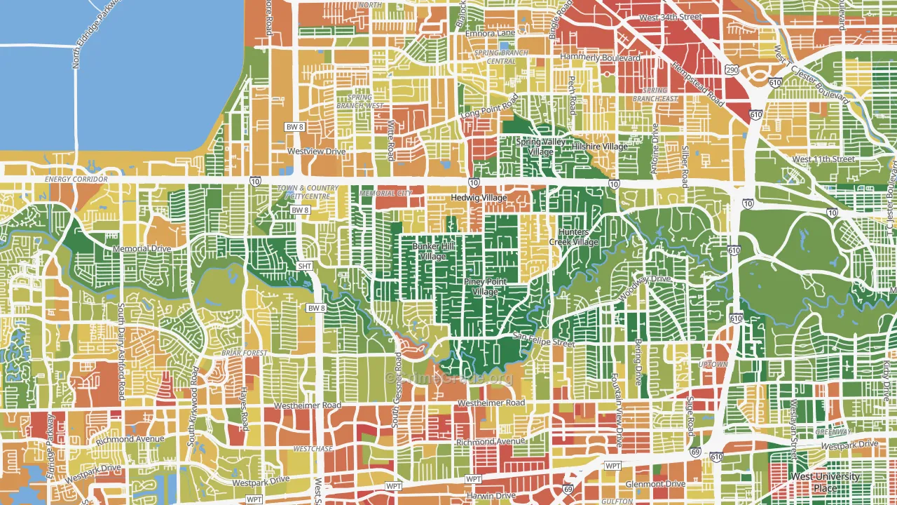 Greater Memorial, Houston, TX Map of Assault Rates