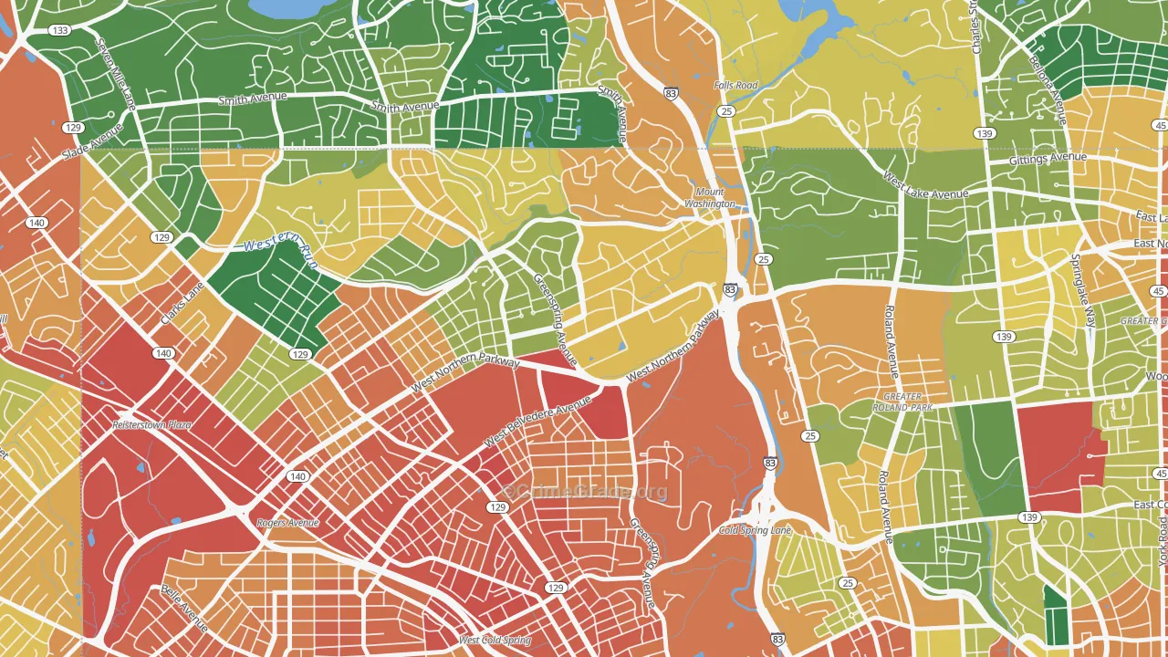 Greater Mount Washington, Baltimore, MD Map of Assault Rates