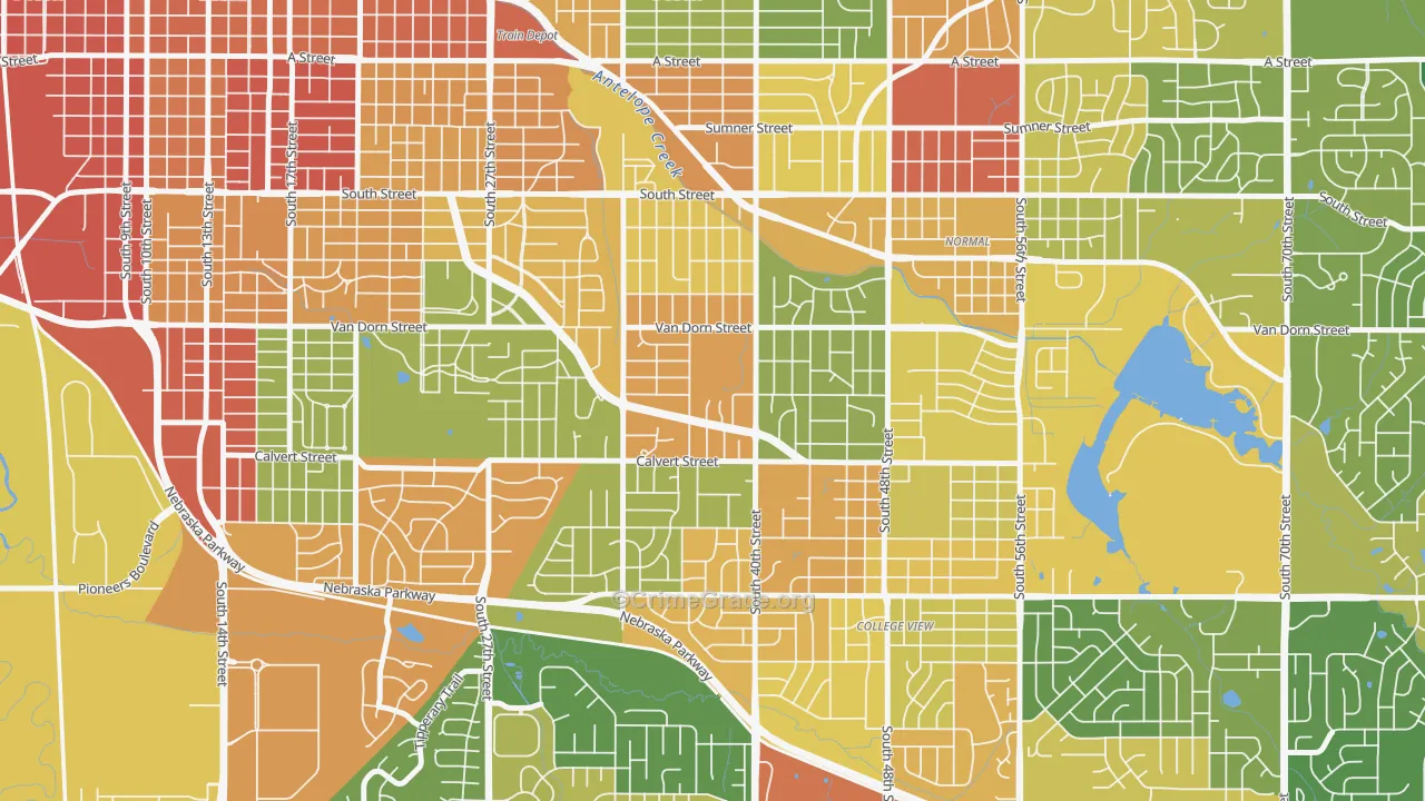 Greater South, Lincoln, NE Map of Assault Rates