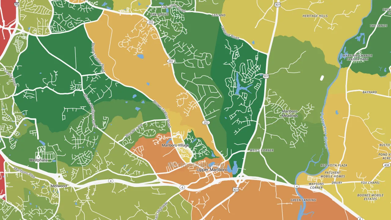 Greater Upper Marlboro, Brock Hall, MD Map of Assault Rates
