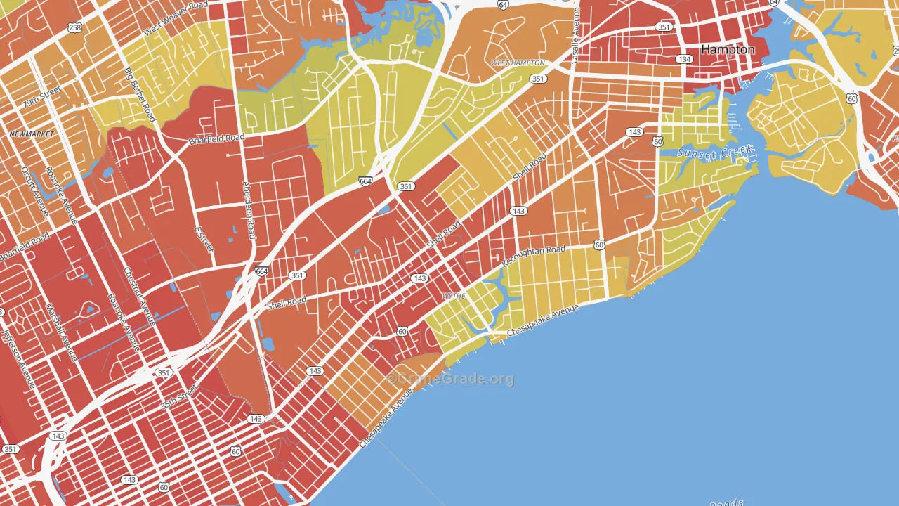 Greater Wythe, Hampton, VA Map of Assault Rates