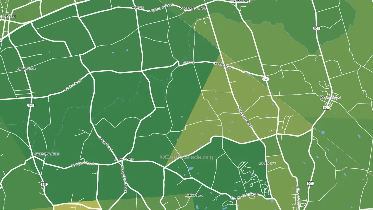 Greble, PA Map of Assault Rates