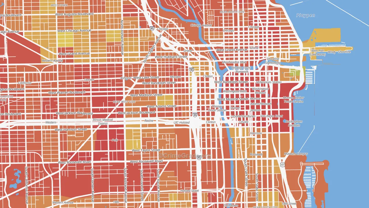 Greektown, Chicago, IL Map of Assault Rates