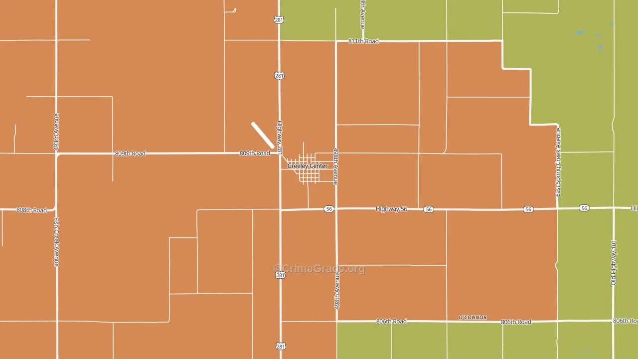 Greeley Center, NE Map of Assault Rates