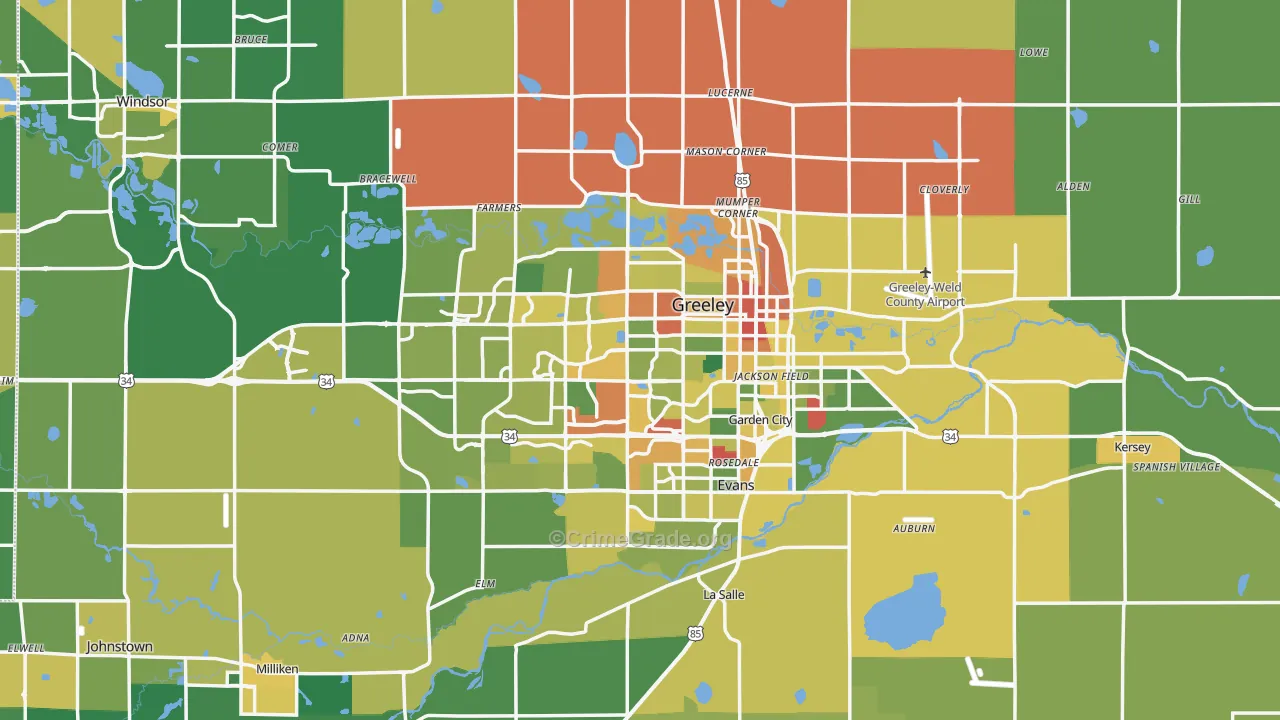Greeley, CO Map of Assault Rates