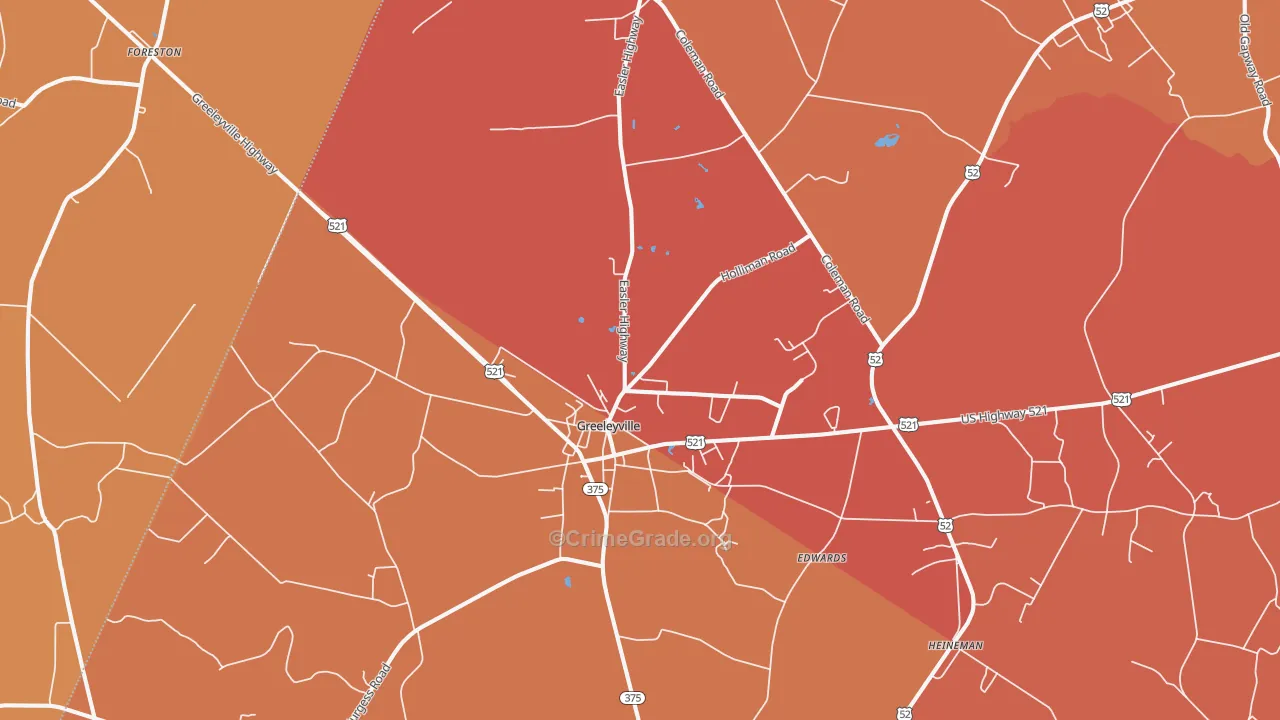 Greeleyville, SC Map of Assault Rates