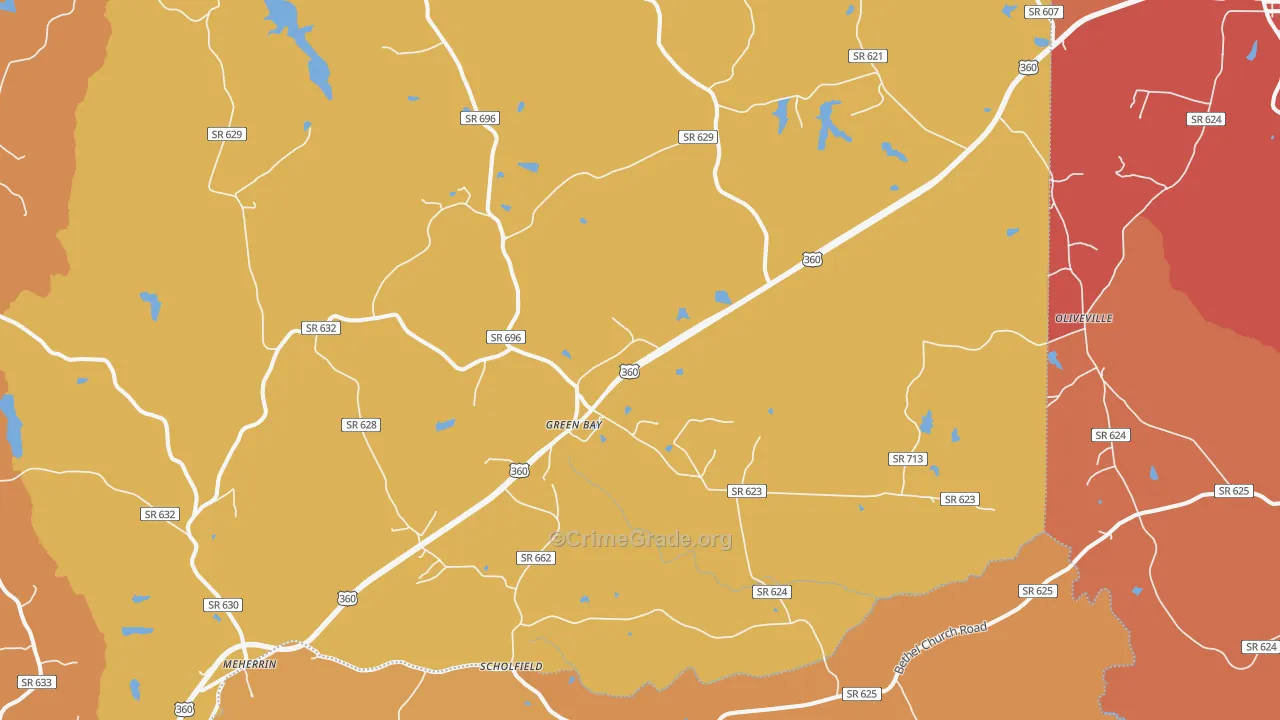 Green Bay, VA Map of Assault Rates