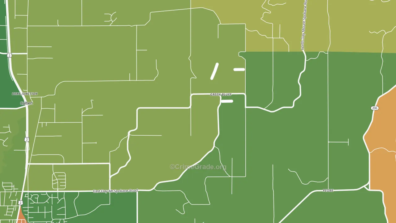 Green Bluff, WA Map of Assault Rates