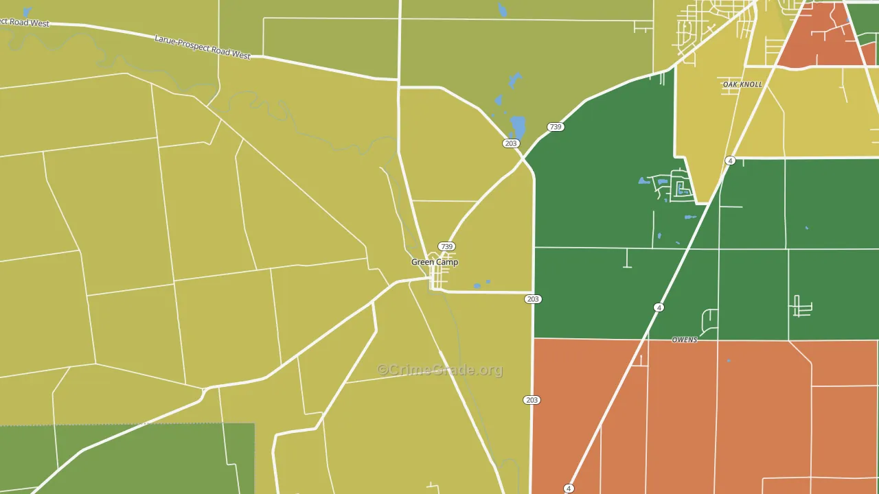 Green Camp, OH Map of Assault Rates