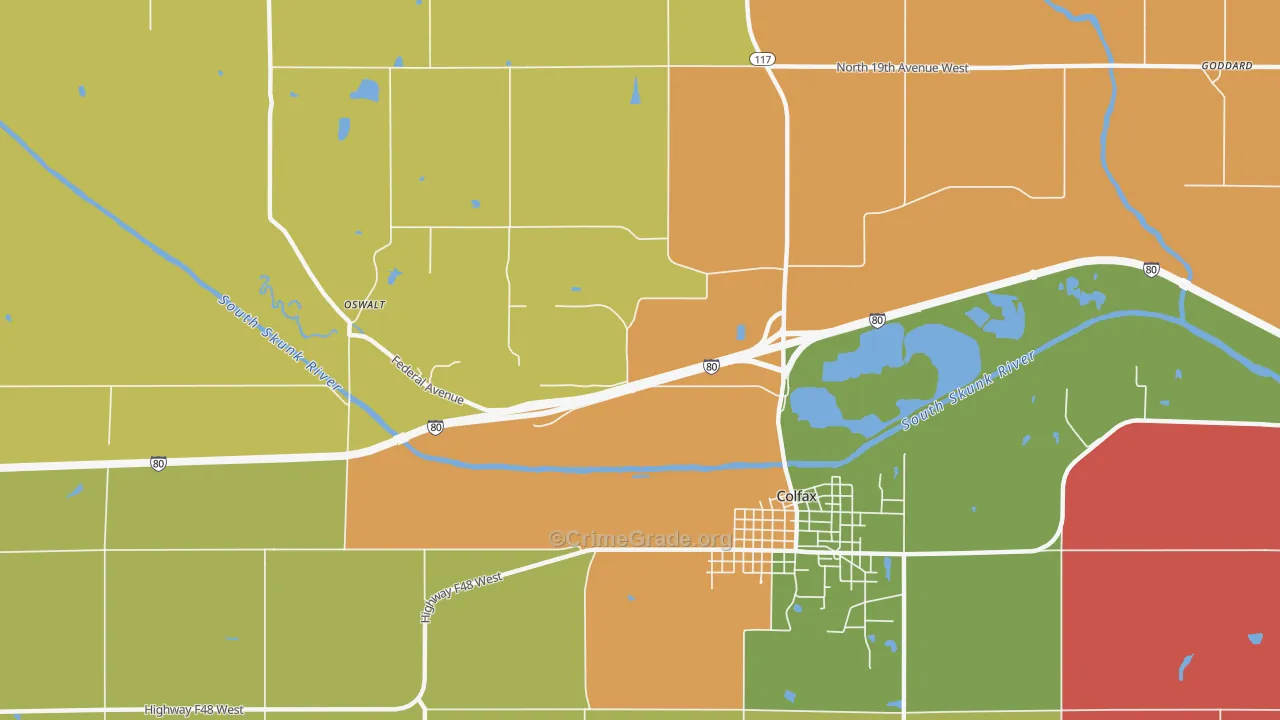 Green Castle, IA Map of Assault Rates