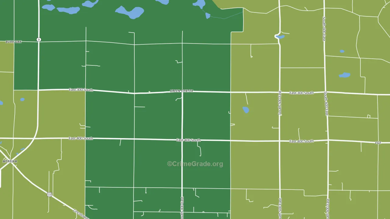 Green Center, IN Map of Assault Rates