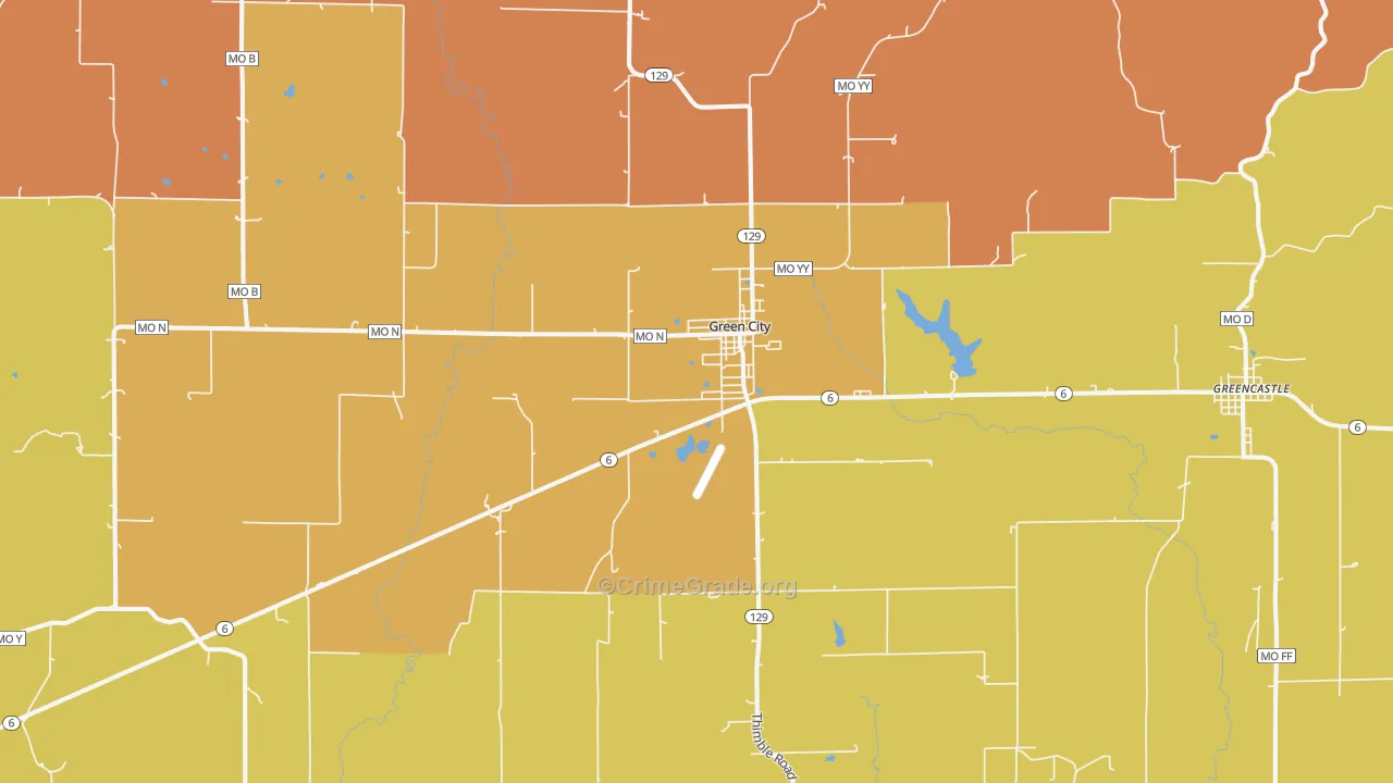 Green City, MO Map of Assault Rates