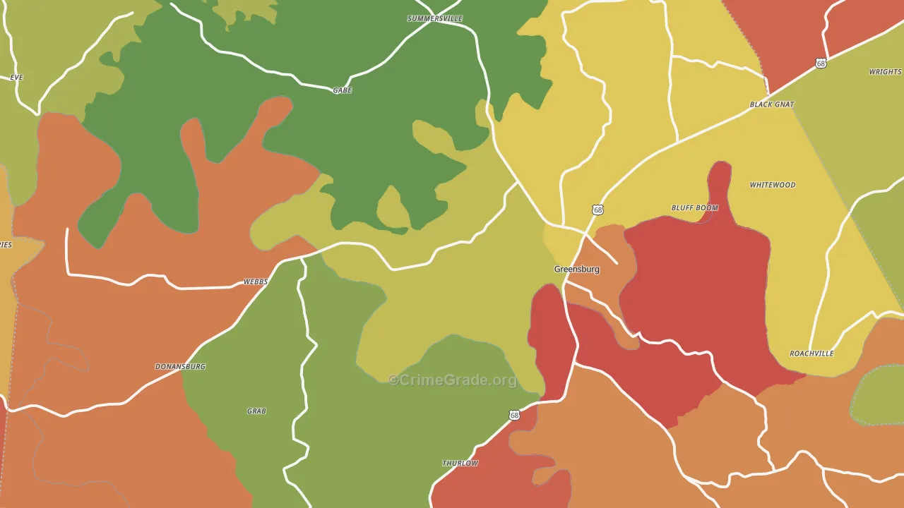 Green County, KY Map of Assault Rates