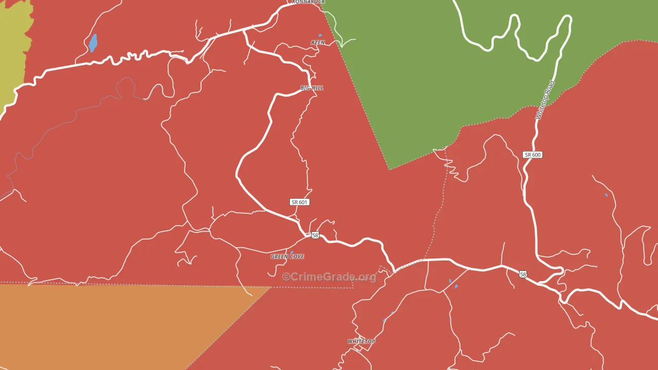 Green Cove, VA Map of Assault Rates