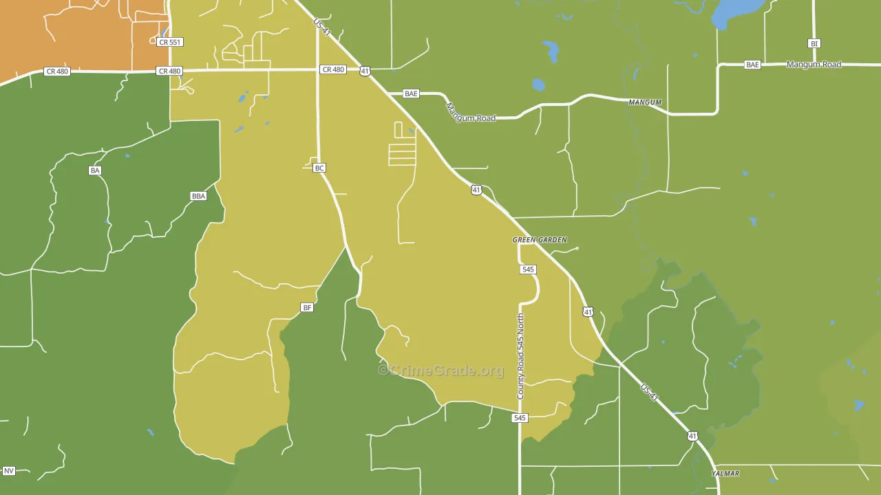 Green Garden, MI Map of Assault Rates