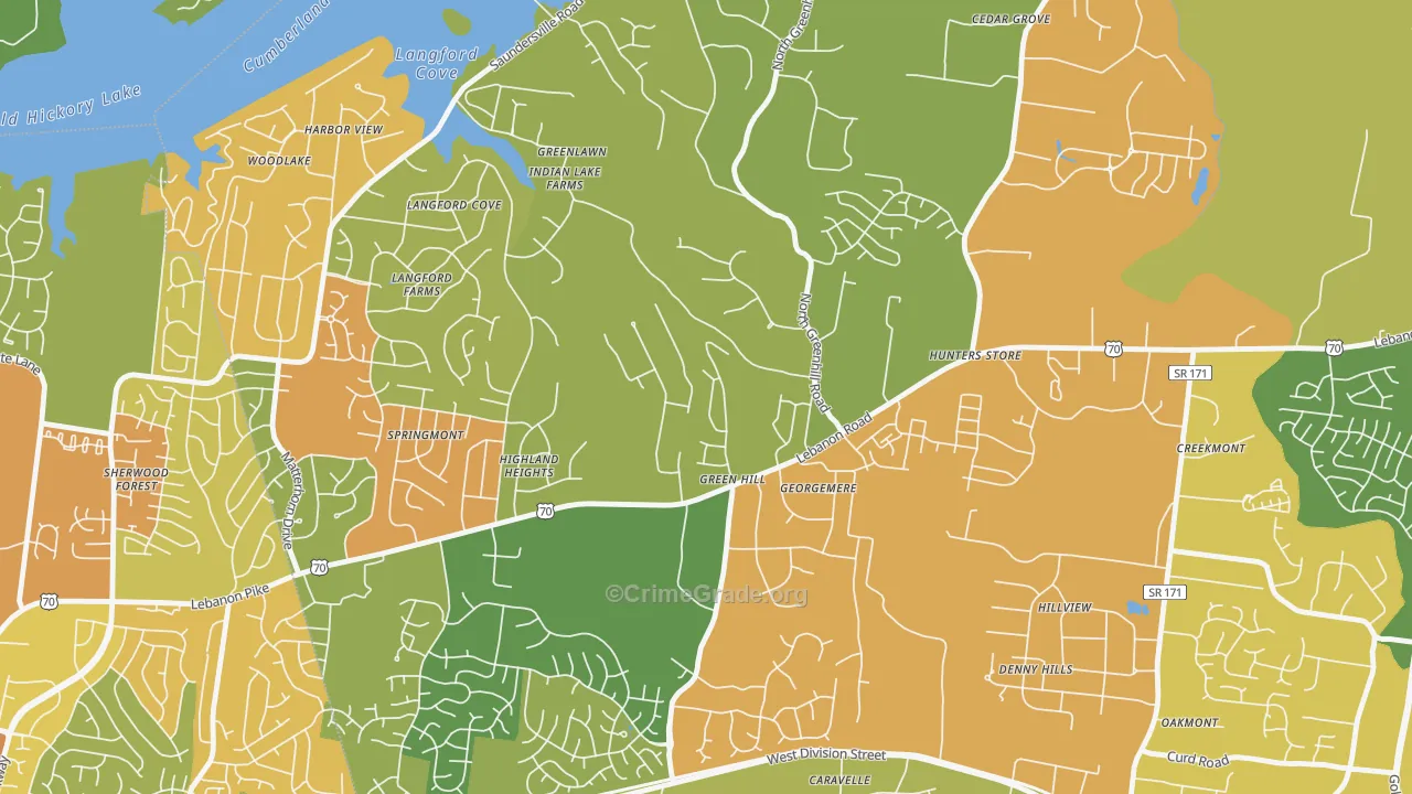 Green Hill, TN Map of Assault Rates