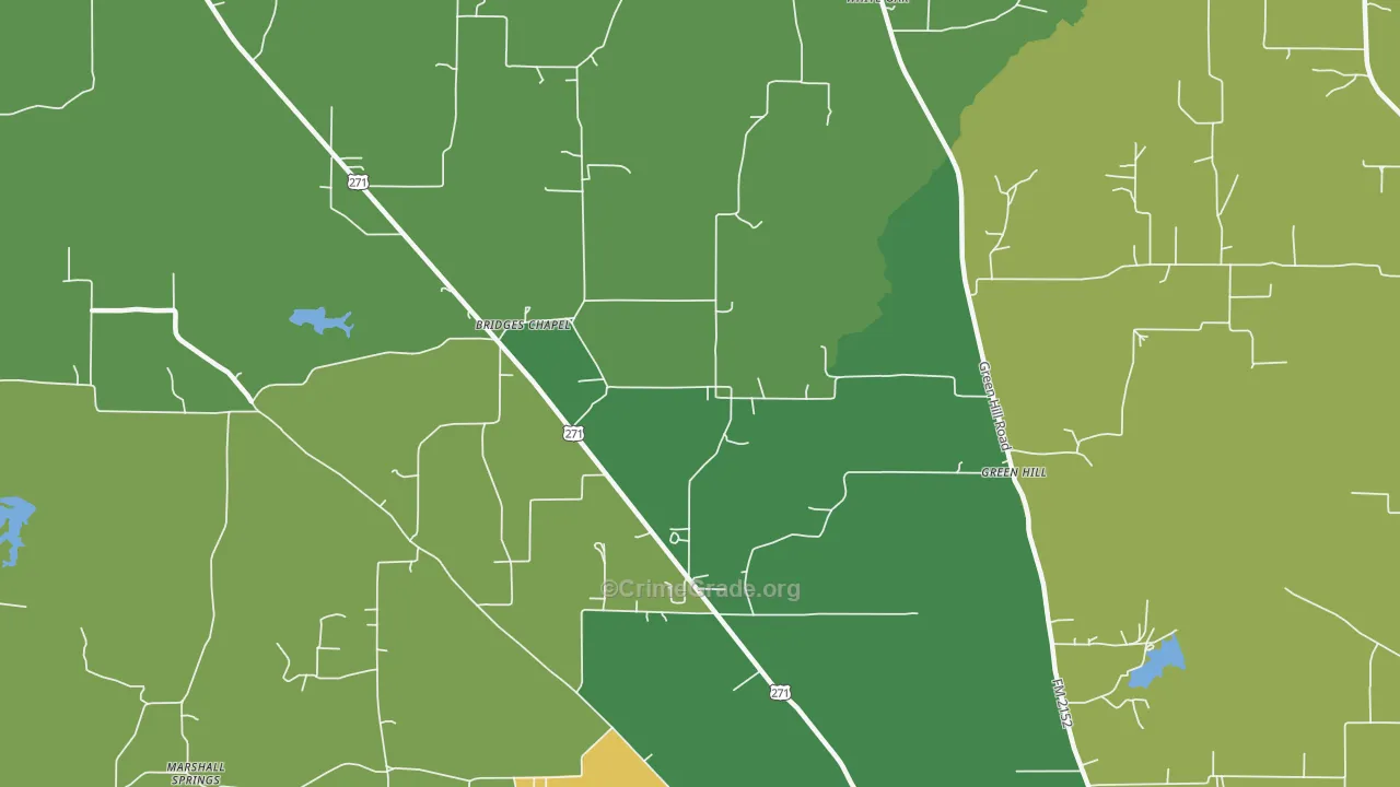Green Hill, TX Map of Assault Rates