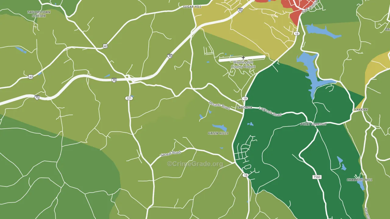 Green Hills, PA Map of Assault Rates