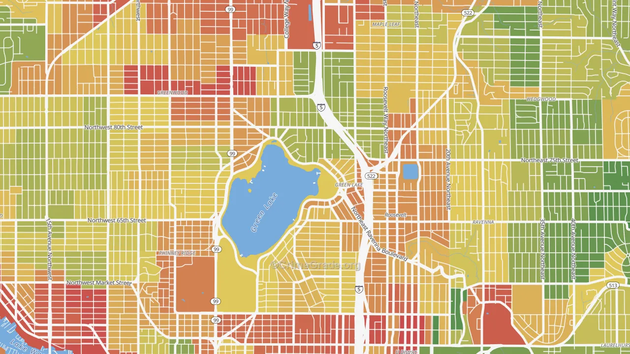 Green Lake, Seattle, WA Map of Assault Rates