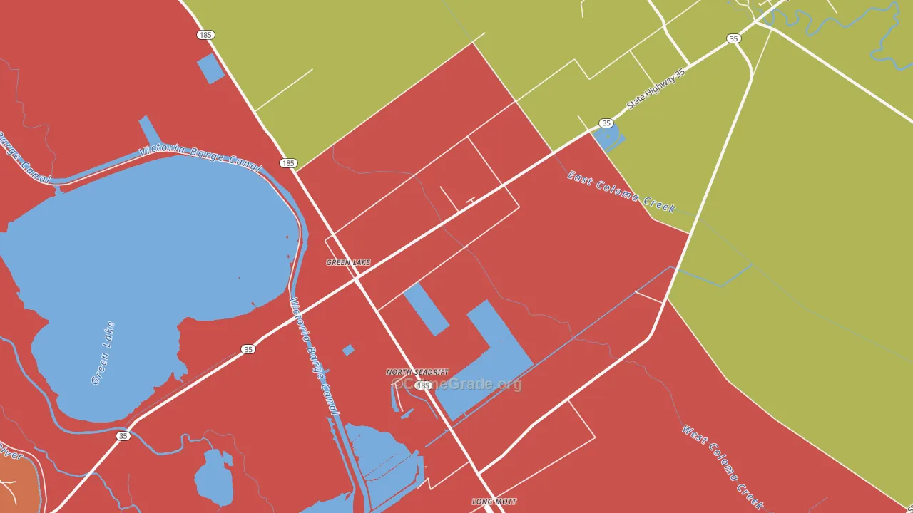 Green Lake, TX Map of Assault Rates